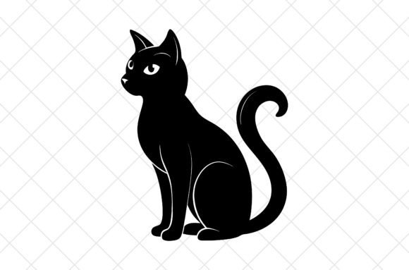 Halloween Black Cat Vector Illustration for Graphics and Crafts