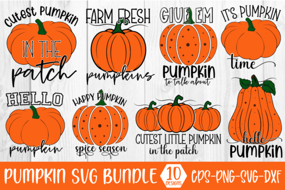 Pumpkin Fall Autumn SVG Design Bundle for Crafts and Graphics